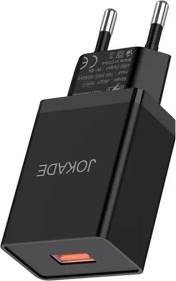 Набор из 2 предметов Быстрое Зарядное Устройство Jokade JB022, Сетевой Адаптер USB Type-A 5V-5A с Кабелем USB - Lightning, Вилка EU, Защита от Перенапряжения, Черный