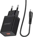 Набор из 2 предметов Быстрое Зарядное Устройство Jokade JB022, Сетевой Адаптер USB Type-A 5V-5A с Кабелем USB - Lightning, Вилка EU, Защита от Перенапряжения, Черный