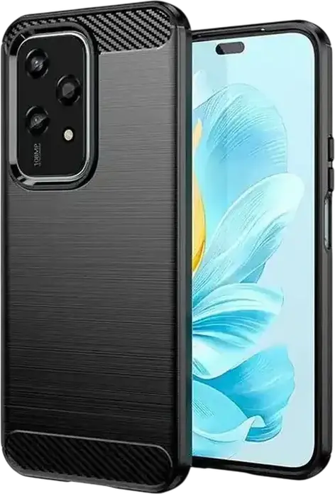 Защитный чехол Xcover Armor Series для Honor 200 Lite, тыльная крышка из TPU с текстурой шлифованного металла и акцентами из углеродного волокна, черный
