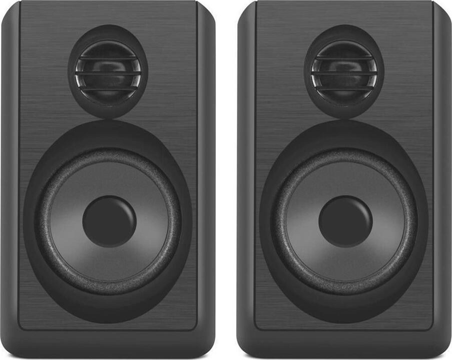 Natec Lynx 2.0 Speaker Set of 2, 6W RMS, 52mm Drivers, USB Powered, 3.5mm Jack, Active Bass Membrane, Brushed Plastic, Black