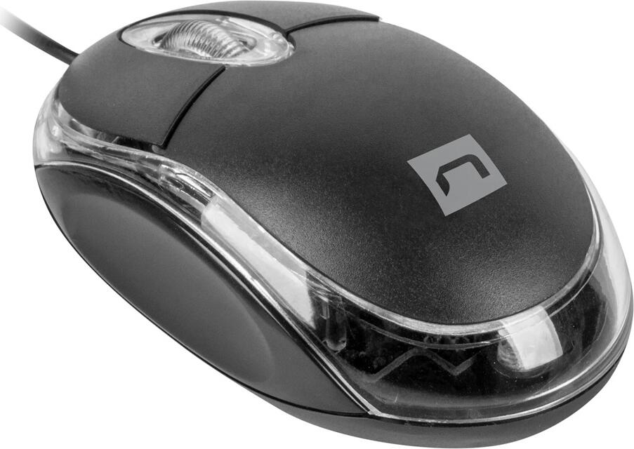 Natec Vireo NMY-1983 Wired Optical Mouse, 1000 DPI, 3 Buttons, Ergonomic Anti-slip Design, USB-A Interface, 1.25m Cable, Black, Plug and Play