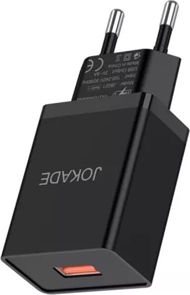 Jokade JB022 Fast Charging Wall Charger, 5V-5A Single USB Port, EU Plug, Black, with USB to Type-C Cable, Set of 2 Pieces