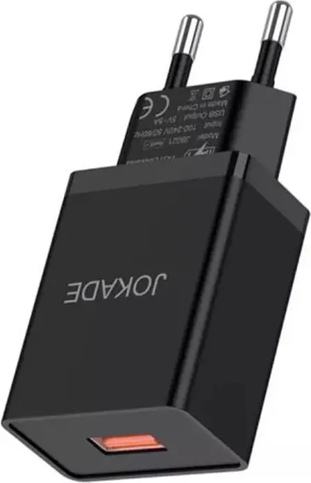 Jokade JB022 Fast Charging Wall Charger, 5V-5A Single USB Port, EU Plug, Black, with USB to Type-C Cable, Set of 2 Pieces