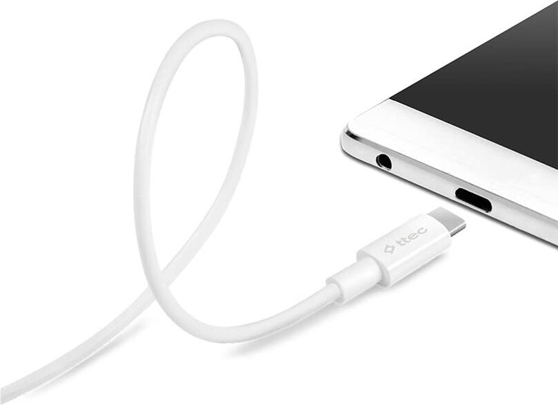 Cablu ttec USB-C la USB-C, 1m, Incarcare Rapida 3A si Transfer de Date, Design Durabil, Alb, Set de 2 piese