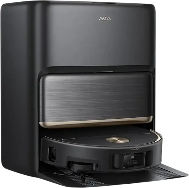 Mova V70 Ultra Complete Robot Vacuum and Mop, 40,000Pa Suction, 6,400mAh Battery, StepMaster 2.0, AI SmartSight, Bagless Base Station, Black