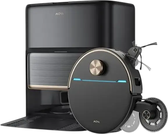 Mova V70 Ultra Complete Robot Vacuum and Mop, 40,000Pa Suction, 6,400mAh Battery, StepMaster 2.0, AI SmartSight, Bagless Base Station, Black