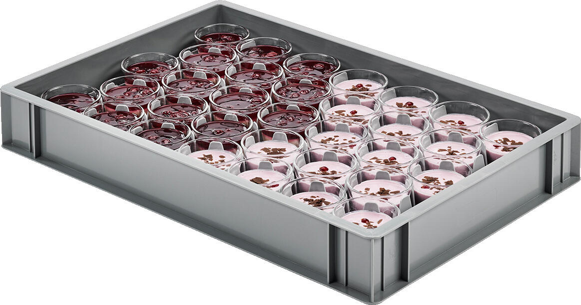 Container stivuibil Ringoplast System Catering pentru inserturi, polietilena HDPE intariuta, Gri, 60x40x9.1 cm, sigur pentru alimente, Made in Germany