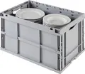 Ringoplast Carry Folding Box, 67L, 60x40x32 cm, Food Safe Polyethylene, Grey, Foldable and Stackable, Made in Germany
