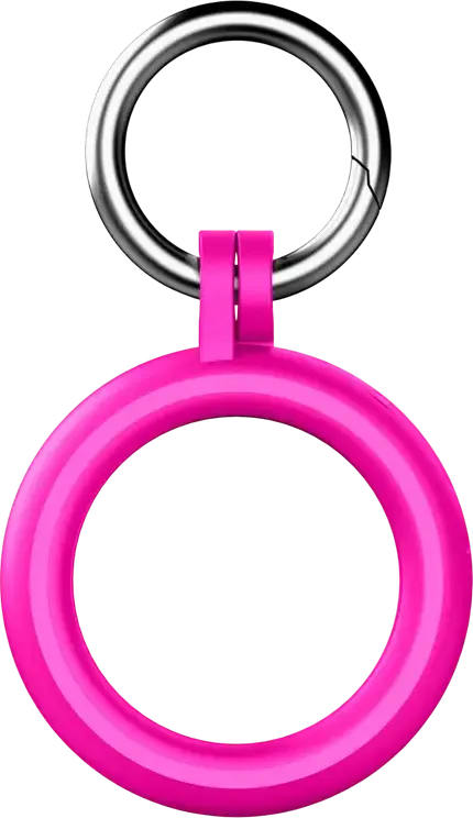 Cellularline Hard Shell Ring AIRTAGHARDSHELLK Protective Rigid Case, Pink, with Integrated Carabiner for Apple AirTag and Tracy Tag