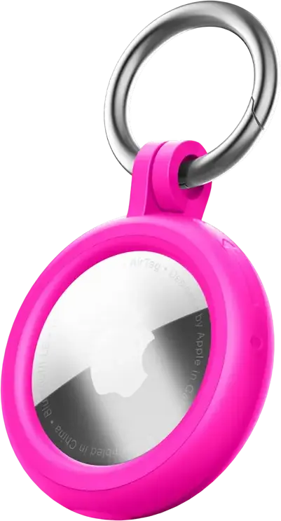 Cellularline Hard Shell Ring AIRTAGHARDSHELLK Protective Rigid Case, Pink, with Integrated Carabiner for Apple AirTag and Tracy Tag