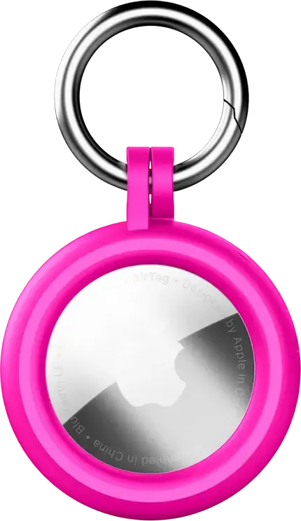 Cellularline Hard Shell Ring AIRTAGHARDSHELLK Protective Rigid Case, Pink, with Integrated Carabiner for Apple AirTag and Tracy Tag