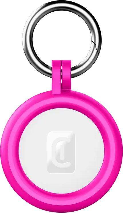 Cellularline Hard Shell Ring AIRTAGHARDSHELLK Protective Rigid Case, Pink, with Integrated Carabiner for Apple AirTag and Tracy Tag