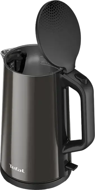 Электрический чайник Tefal KI583, цвет черный, объем 1.5 л, мощность 2000 Вт, нержавеющая сталь, двухслойный корпус Safe-to-Touch, фильтр от накипи