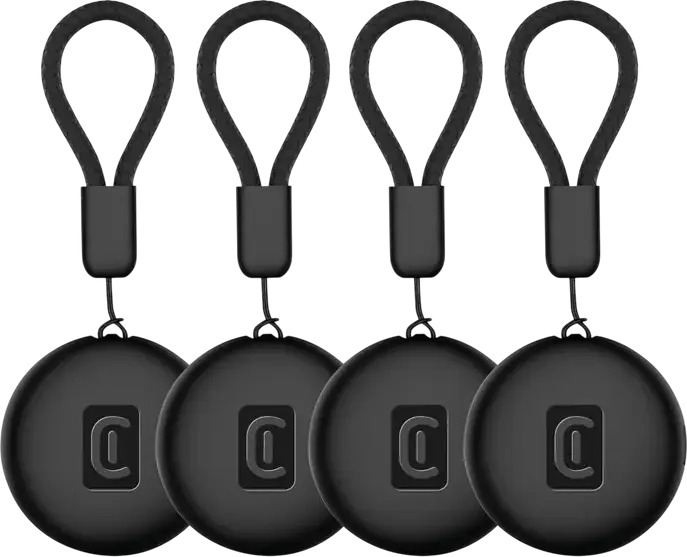 Cellularline Tracy Tag Smart Tracker Finder de Obiecte, Compatibil Apple Find My, Rezistenta apa IP67, Negru, Set de 2 piese