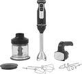 Set Blender de mana Ninja CI100EU cu 7 piese, 850W, Otel Inoxidabil, Bol tocator 0.7L, Mod Turbo, cu Mixer, 2 teluri, 2 carlige aluat si Capac, Negru