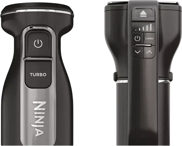 Set Blender de mana Ninja CI100EU cu 7 piese, 850W, Otel Inoxidabil, Bol tocator 0.7L, Mod Turbo, cu Mixer, 2 teluri, 2 carlige aluat si Capac, Negru