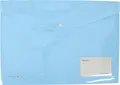 TRANBO A4 Plastic Button Folder with Front Index Label, Blue, M1707A4