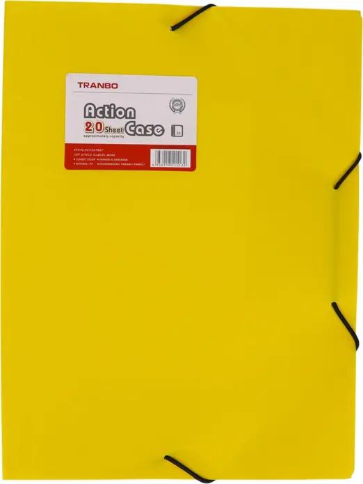 Dosar Tranbo Action 20 Sheet Case, Folder A4 cu Banda Elastica, Material Polipropilena PP, Galben