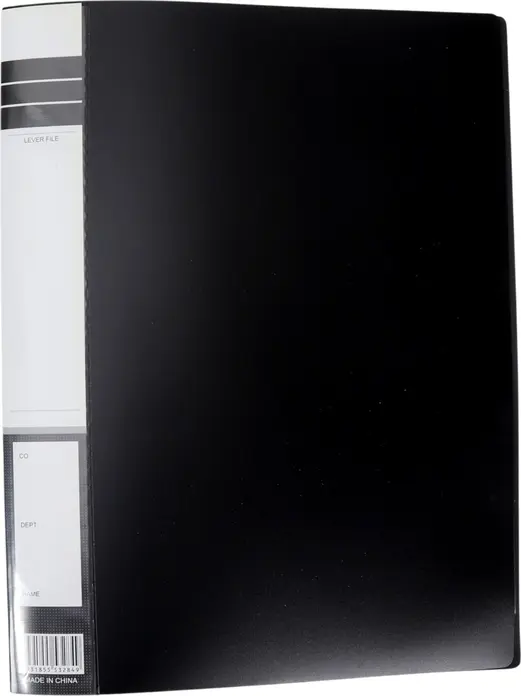 Dosar A4 cu Mecanism de 3 Inele 503P, Tip Lever File, Negru, cu Etichete pe Cotor pentru Companie Departament si Nume