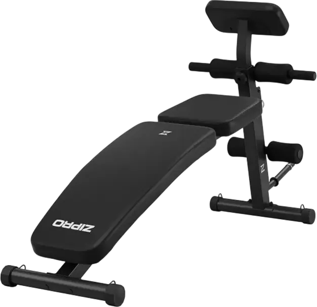 Zipro Volume Foldable Weight Bench, Multifunctional Training Bench with Leg Developer, Preacher Curl Pad, 6-Position Backrest, 230kg Max Load, Black