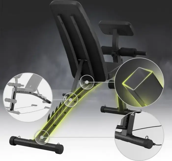 Zipro Volume Foldable Weight Bench, Multifunctional Training Bench with Leg Developer, Preacher Curl Pad, 6-Position Backrest, 230kg Max Load, Black