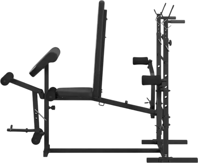 Zipro Ripped Multi-functional Weight Bench with Adjustable Backrest, Barbell Rack, Preacher Curl Pad and Leg Developer, Steel Frame, Black