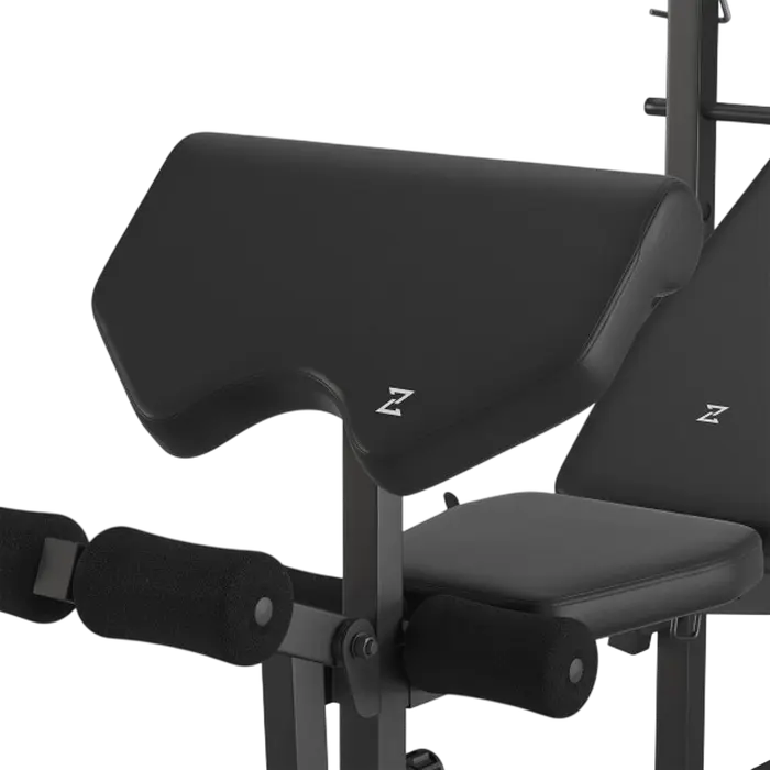 Zipro Ripped Multi-functional Weight Bench with Adjustable Backrest, Barbell Rack, Preacher Curl Pad and Leg Developer, Steel Frame, Black