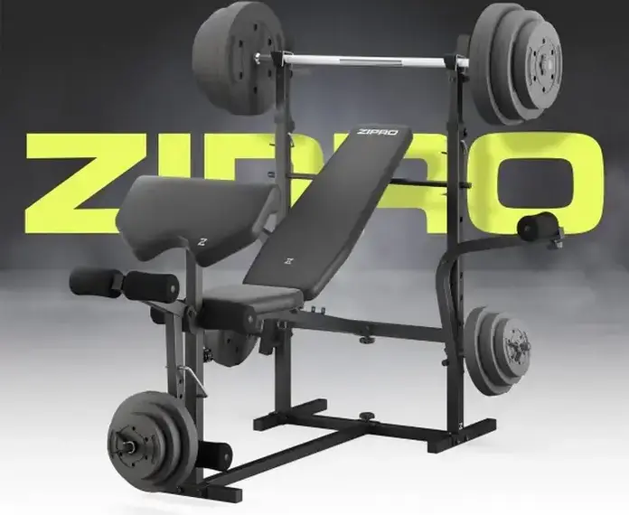Zipro Ripped Multi-functional Weight Bench with Adjustable Backrest, Barbell Rack, Preacher Curl Pad and Leg Developer, Steel Frame, Black