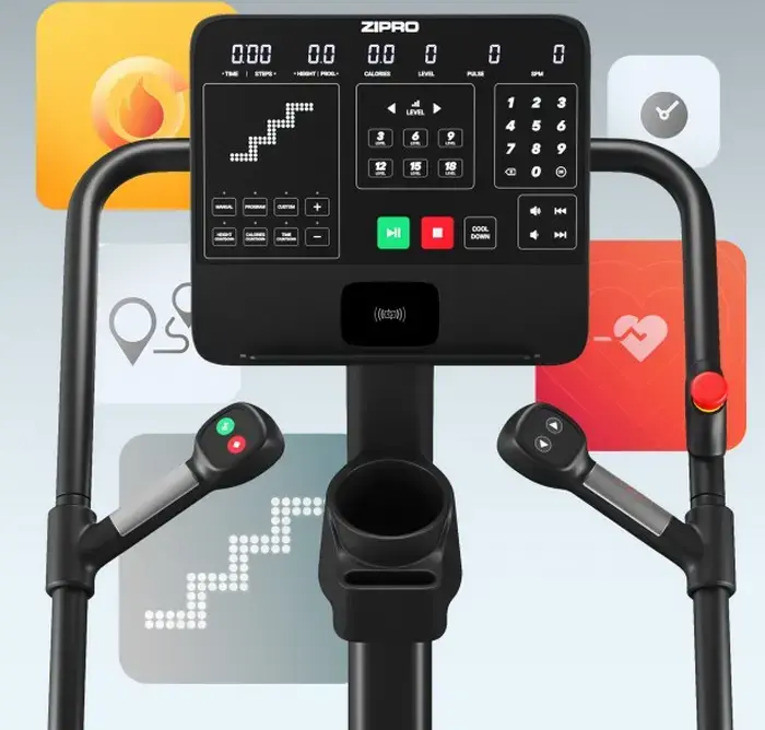 Zipro Legday Stair Stepper Trainer, 36+3 Programs, 25 Resistance Levels, Wireless Smartphone Charging, Integrated Cup Holder, Black