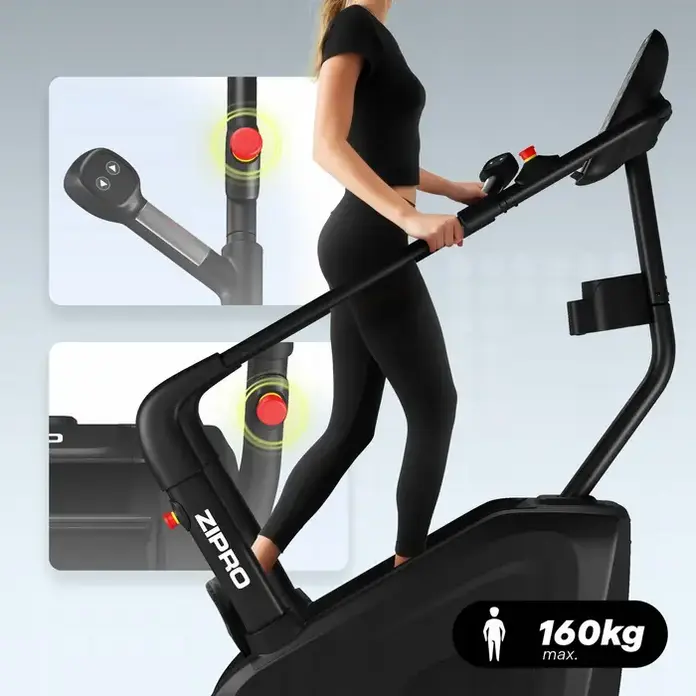 Zipro Legday Stair Stepper Trainer, 36+3 Programs, 25 Resistance Levels, Wireless Smartphone Charging, Integrated Cup Holder, Black
