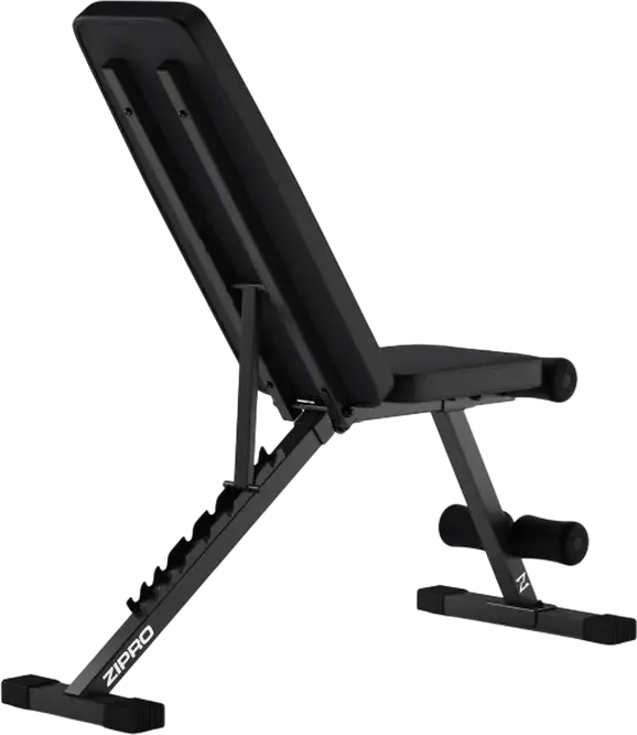 Zipro Stride Weight Bench, Adjustable Incline Decline Steel Frame, 300 kg Total Capacity, 110 kg Max User Weight, Foam Leg Support, Black