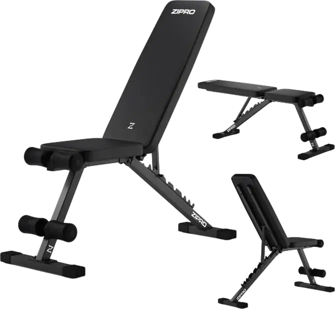 Zipro Stride Weight Bench, Adjustable Incline Decline Steel Frame, 300 kg Total Capacity, 110 kg Max User Weight, Foam Leg Support, Black