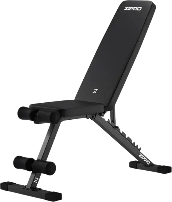 Zipro Stride Weight Bench, Adjustable Incline Decline Steel Frame, 300 kg Total Capacity, 110 kg Max User Weight, Foam Leg Support, Black