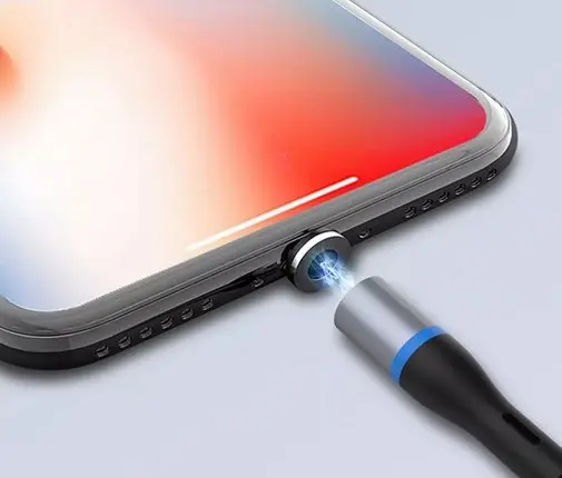 XO NB125 Magnetic Charging and Data Sync Cable, USB Type-A to Lightning, Braided TPE, 1m, Black, with LED Flashlight