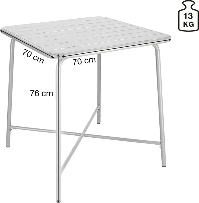 PULSIVA Sentra Outdoor Catering Table, Square Steel Weatherproof UV-Resistant Table, 70x70x76 cm, Green, Powder-Coated with Plastic Glides