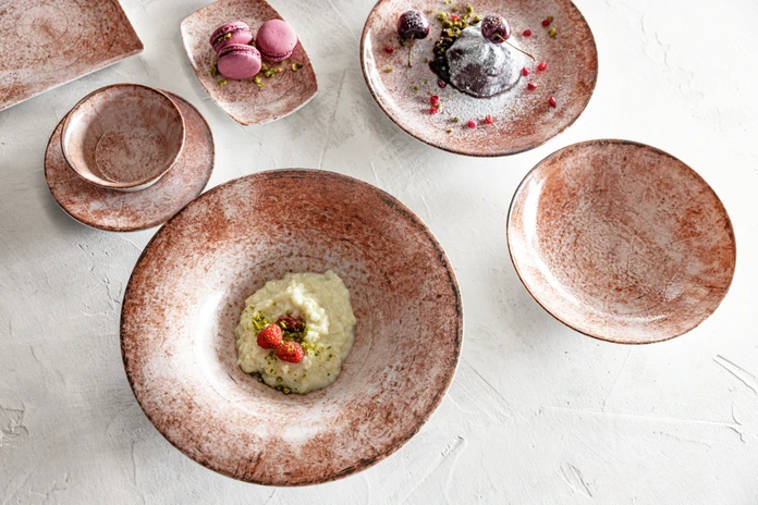 VEGA Gironia Conical Porcelain Mini Bowls, Rose Digital Print, 220ml, 11.5cm Diameter, Set of 6