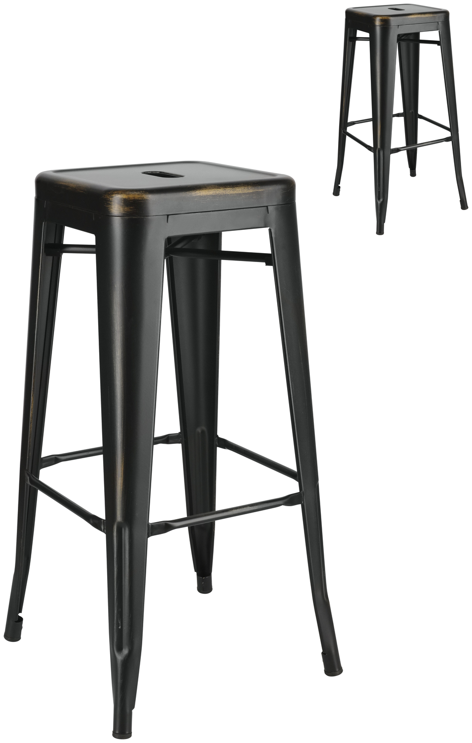 Scaun de bar PULSIVA Ferano Design Industrial, Otel Zincat si Pudrat, Inaltime Scaun 75.8 cm, Rezistent la Rugină, Set de 2 piese