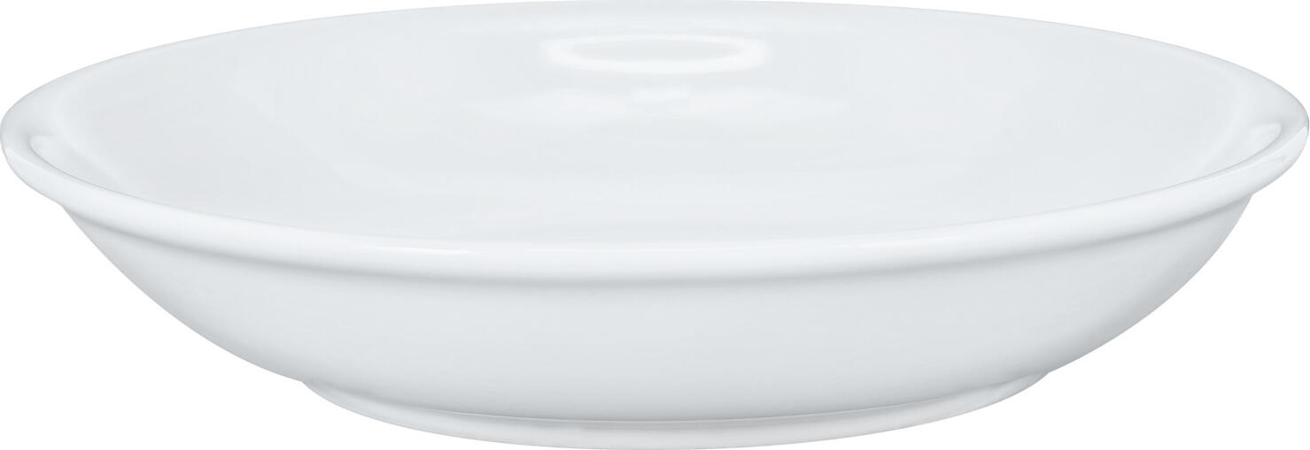 VEGA Ponta Deep Plate Set of 6, White Porcelain, 20 cm Diameter, 600 ml Capacity, Reinforced Rim, Dishwasher and Microwave Safe