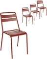 PULSIVA Sentra Outdoor Stacking Chairs, Set of 4, Weatherproof UV-Resistant E-Coated Powder-Coated Steel, 150kg Capacity, for Cafes and Gardens