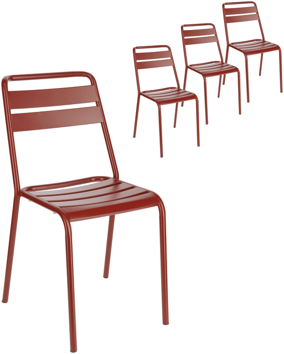 PULSIVA Sentra Outdoor Stacking Chairs, Set of 4, Weatherproof UV-Resistant E-Coated Powder-Coated Steel, 150kg Capacity, for Cafes and Gardens