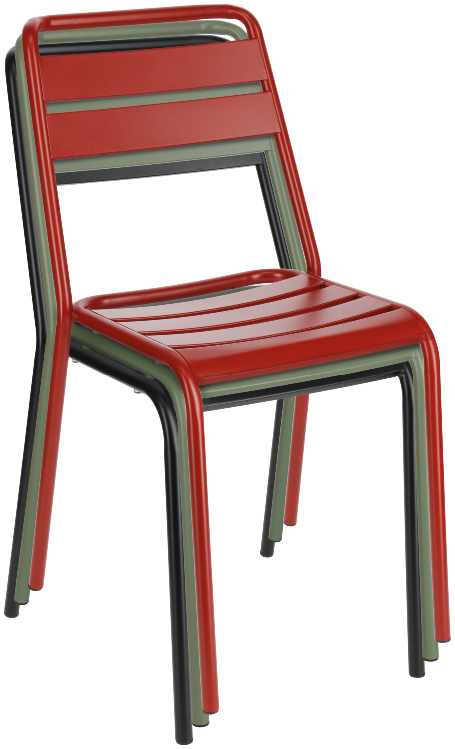 PULSIVA Sentra Outdoor Stacking Chairs, Set of 4, Weatherproof UV-Resistant E-Coated Powder-Coated Steel, 150kg Capacity, for Cafes and Gardens