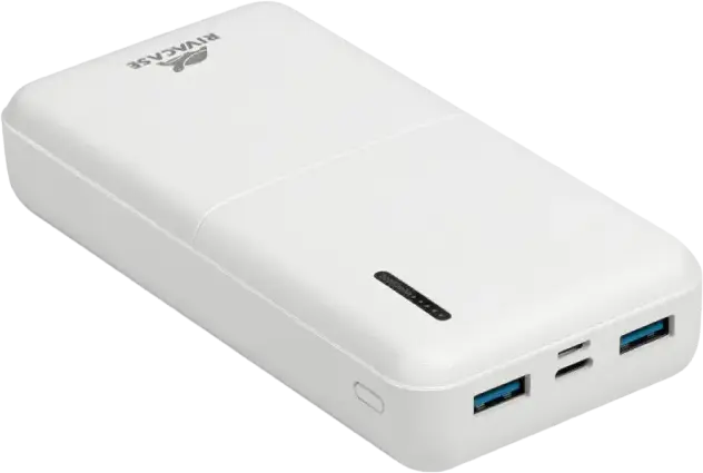 Rivacase VA2572 Power Bank 20000mAh 20W, White, PD 3.0, QC 3.0, USB-C Input/Output, Pass-Through Charging, 74Wh