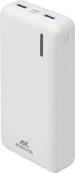 Rivacase VA2572 Power Bank 20000mAh 20W, White, PD 3.0, QC 3.0, USB-C Input/Output, Pass-Through Charging, 74Wh