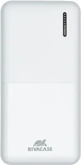 Rivacase VA2572 Power Bank 20000mAh 20W, White, PD 3.0, QC 3.0, USB-C Input/Output, Pass-Through Charging, 74Wh