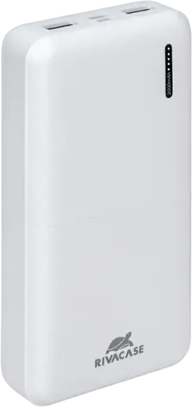 Rivacase VA2572 Power Bank 20000mAh 20W, White, PD 3.0, QC 3.0, USB-C Input/Output, Pass-Through Charging, 74Wh