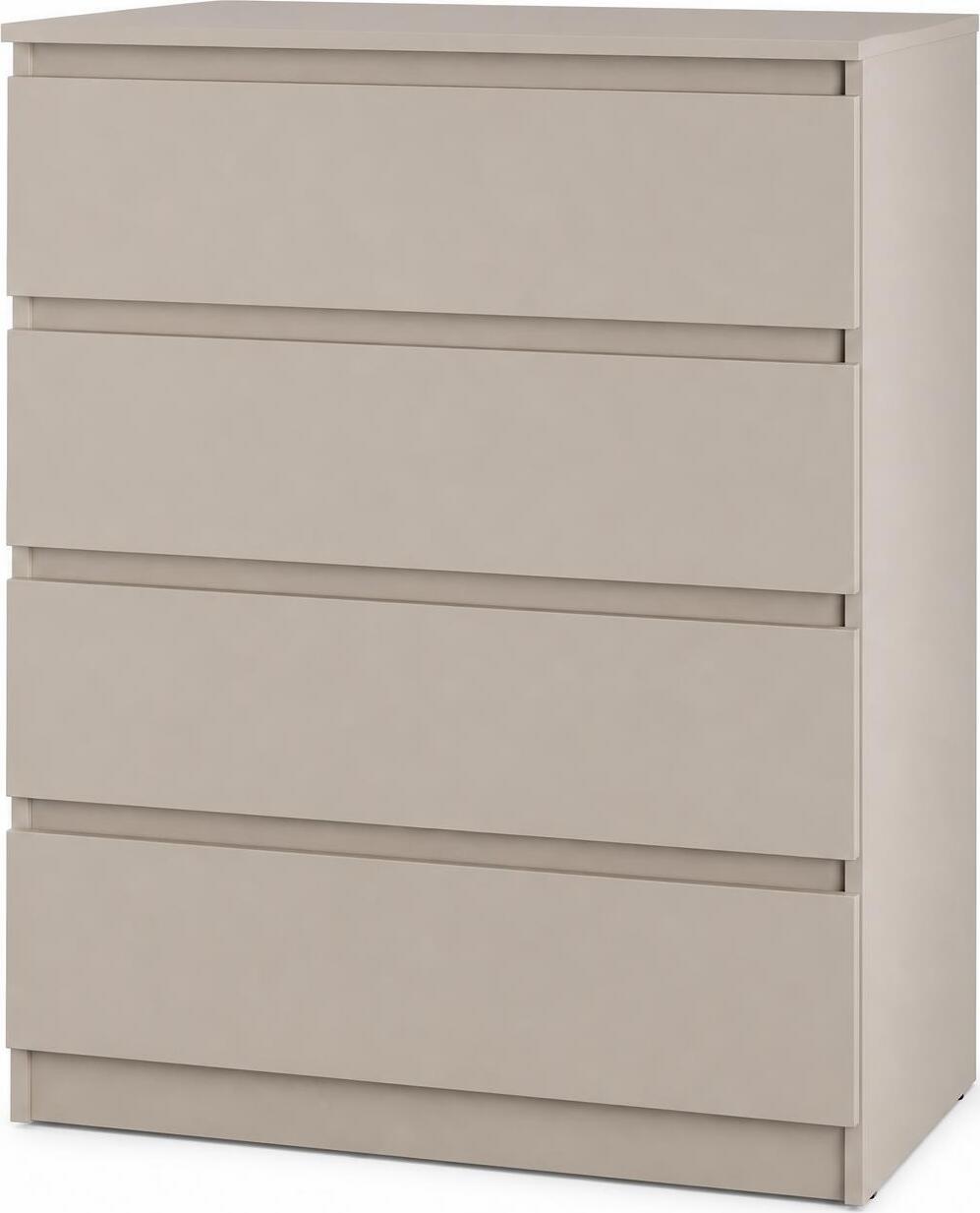 Neo 4S Chest of Drawers, 4 Drawers, Particle Board, Beige, 80x43x98 cm, Telescopic Guides, Handle-less Design, Minimalist Bedroom Furniture