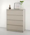 Neo 4S Chest of Drawers, 4 Drawers, Particle Board, Beige, 80x43x98 cm, Telescopic Guides, Handle-less Design, Minimalist Bedroom Furniture