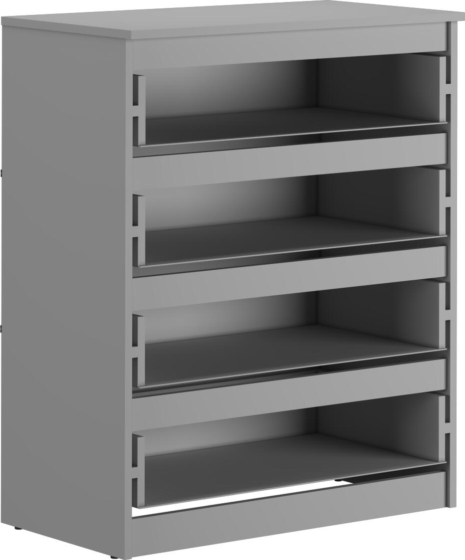 Neo 4S Chest of Drawers, 4 Drawers, Particle Board, Beige, 80x43x98 cm, Telescopic Guides, Handle-less Design, Minimalist Bedroom Furniture
