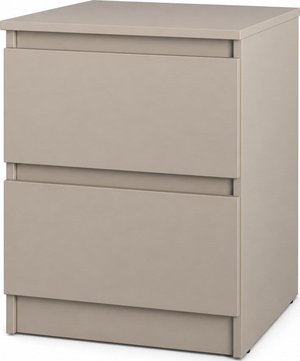 Neo Nightstand Beige, 2 Drawers with Telescopic Guides, PAL Material, 40x43x53 cm, Minimalist Style, mbs-1184