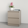 Neo Nightstand Beige, 2 Drawers with Telescopic Guides, PAL Material, 40x43x53 cm, Minimalist Style, mbs-1184